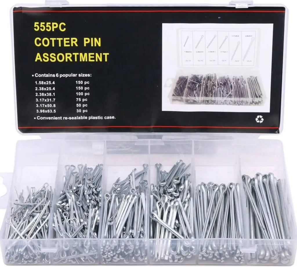 555pcs Split Pin Heavy Duty Zinc Plated Cotter Pin Assortment Kit Fairtools 