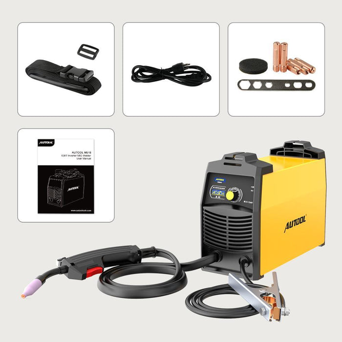 AUTOOL M518 No Gas MIG Welder, Gasless IGBT Inverter Automatic Feed Flux Core Wire Welding Machine 110V Autool