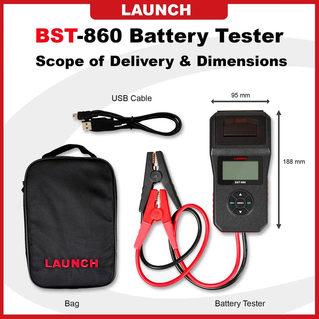 Launch BST860 battery tester system with integrated FairTools