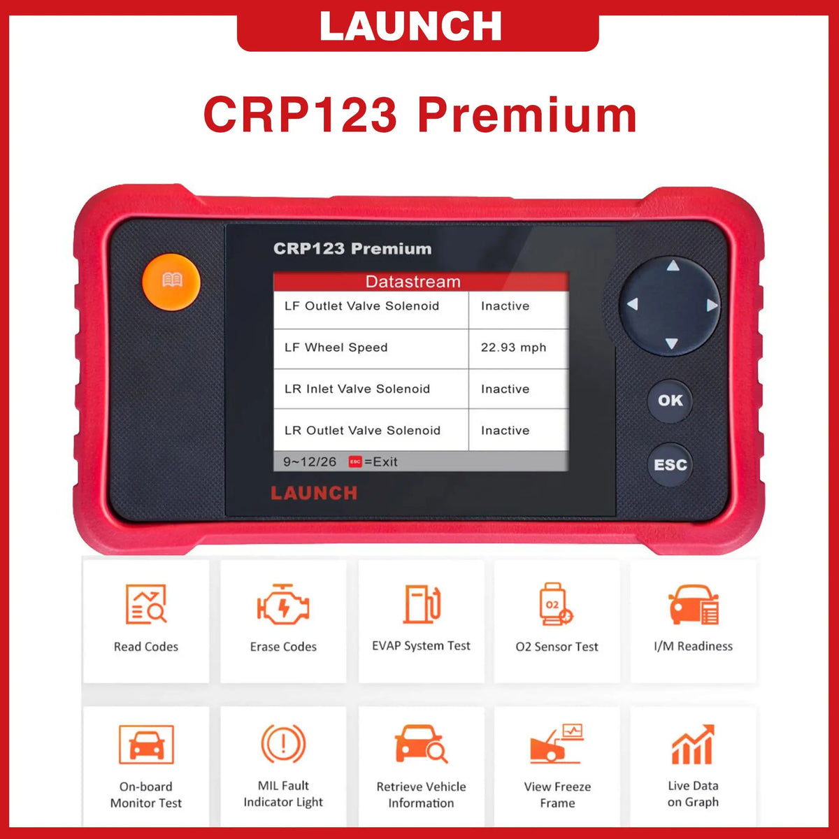 Launch CRP123 Premium Car Scan Tool Creader Professional OBD2 Car Diagnostic Scan Tool Launch