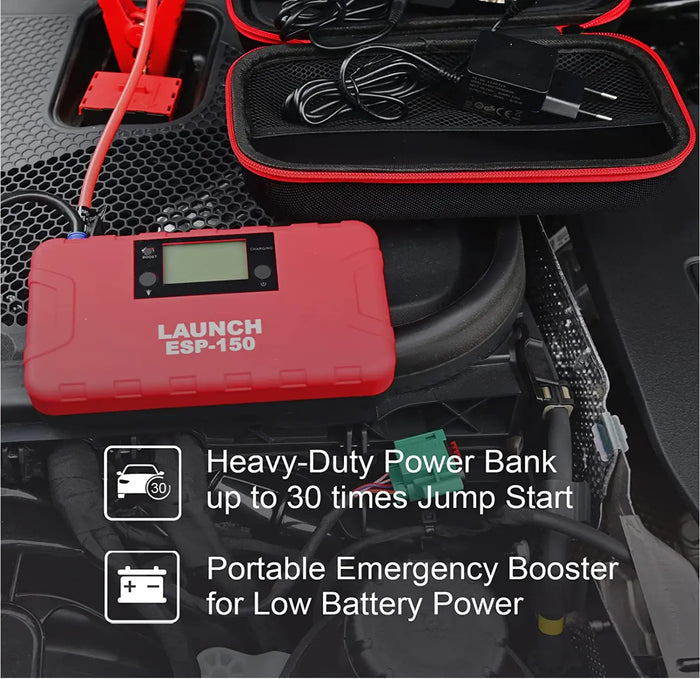 Launch ESP-150 Car Jump Starter Portable Car Battery Booster with LED Light Bulb and Jumper Cable 500A 15,000mAh - FairTools