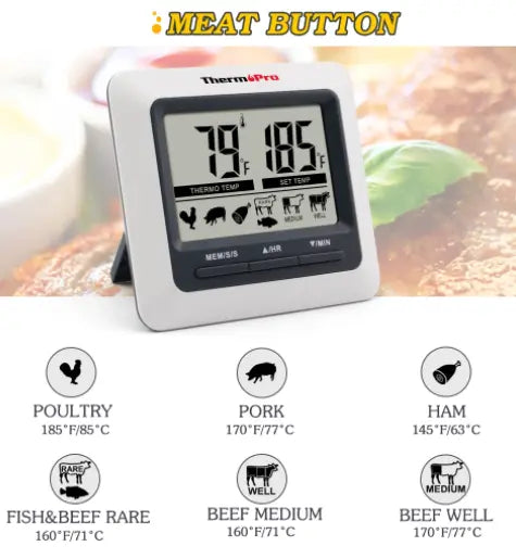 ThermoPro TP06B Digital Probe Kitchen Meat Food Candy Smoker Oven BBQ  Cooking Thermometer with Timer