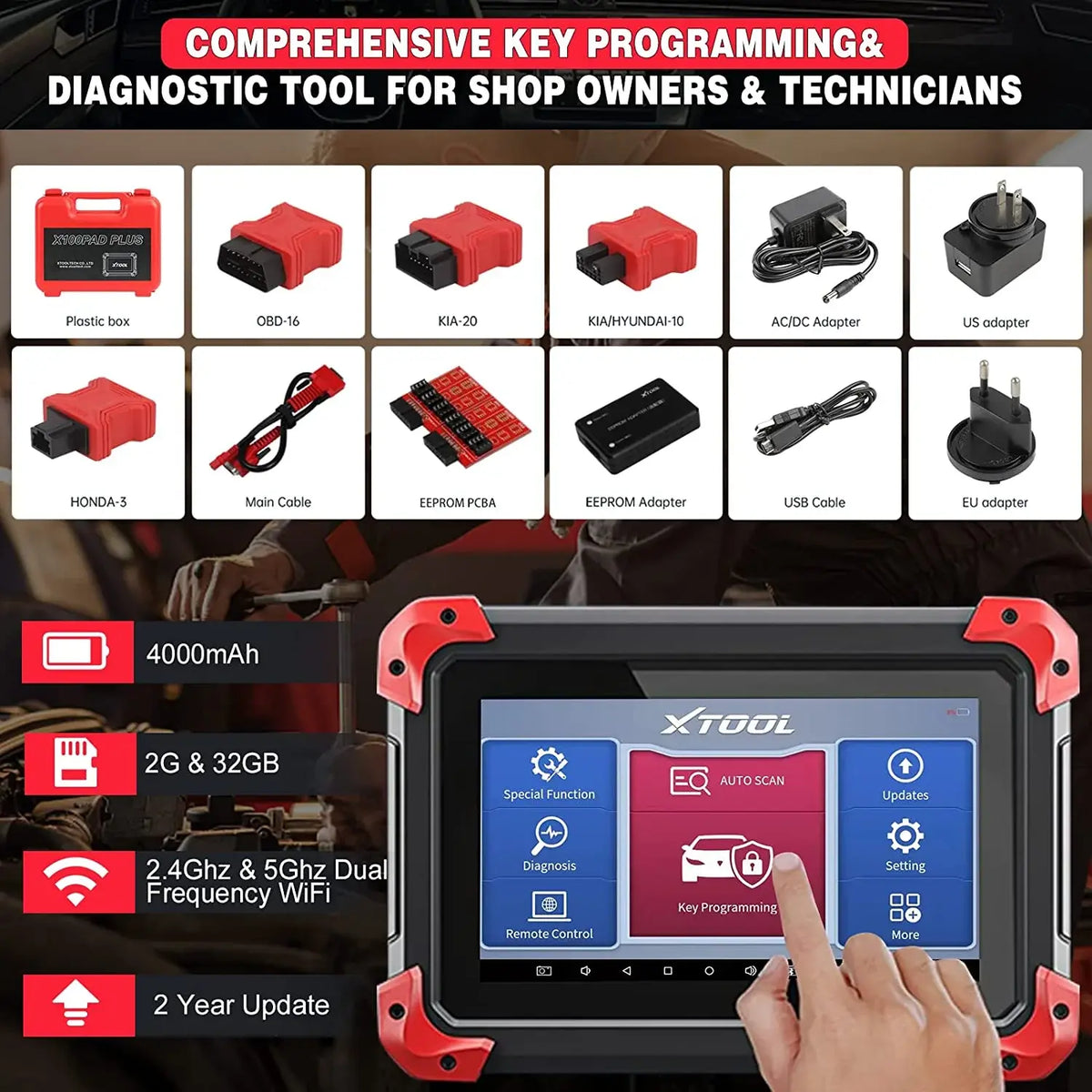 XTOOL X100 Pad Plus Auto Key Programmer All System Diagnostic Scan Tool Xtool
