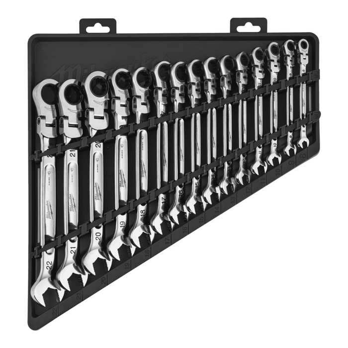 Milwaukee 15 Piece MaxBite Metric Flex Head Ratcheting Combination Spanner Set FairTools