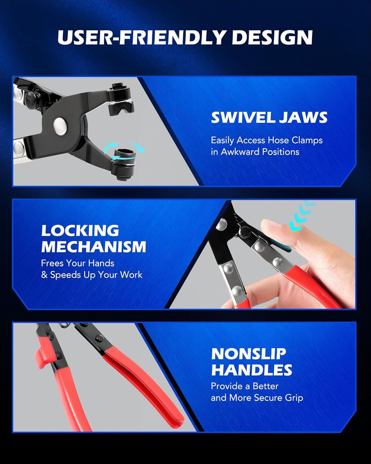 9 Piece Hose Clamp Plier Set For Fuel Oil Water Brake and Cooling FairTools