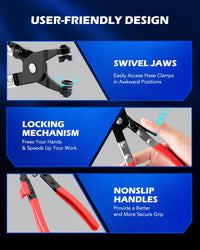 9 Piece Hose Clamp Plier Set For Fuel Oil Water Brake and Cooling FairTools
