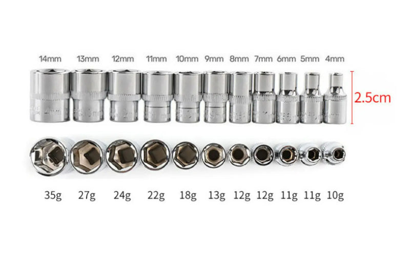 11PCS 4-14mm Driver Hexagon Wrench Socket Sets - FairTools 11PCS 4-14mm Driver Hexagon Wrench Socket Sets