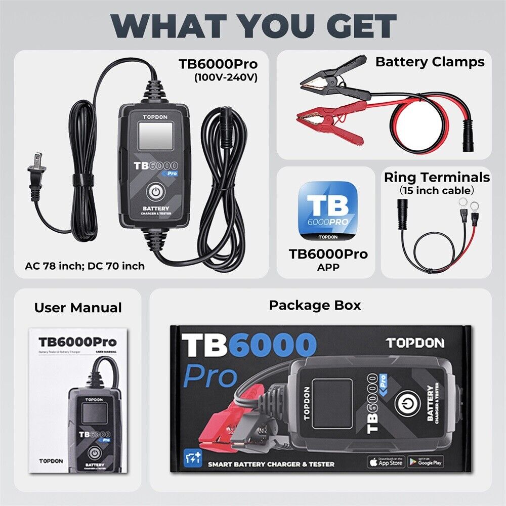Topdon TB6000 Pro Battery Charger Battery Tester