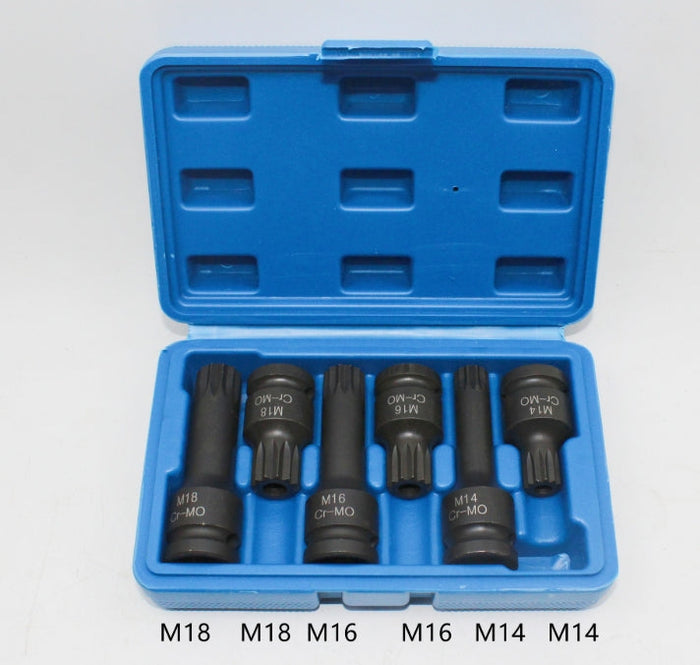 6pc 1/2 Drive Spline Impact Socket Set FairTools