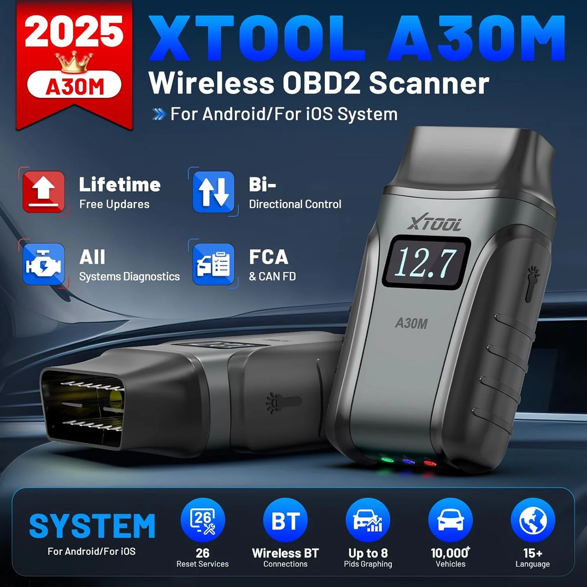 XTOOL Anyscan A30M Wireless BT OBD2 Scanner Tool for Android & iPhone Odometer Xtool