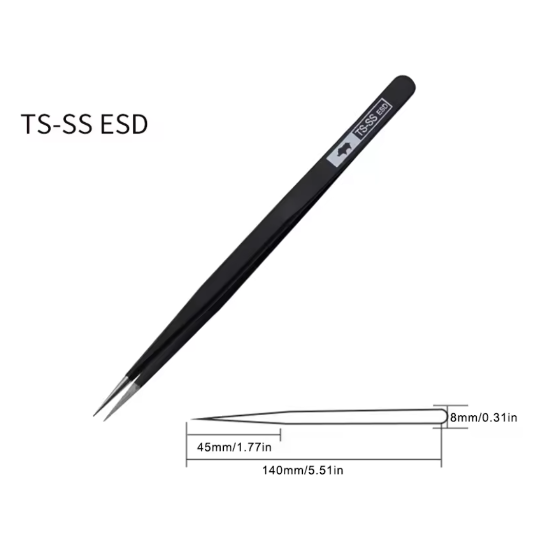 RHINO RH TS ESD Anti-Static High-Precision Super Hard Tweezers (Matte Black) FairTools