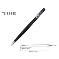 RHINO RH TS ESD Anti-Static High-Precision Super Hard Tweezers (Matte Black) FairTools