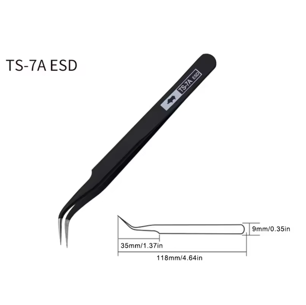 RHINO RH TS ESD Anti-Static High-Precision Super Hard Tweezers (Matte Black) FairTools