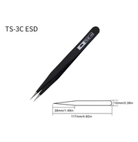 RHINO RH TS ESD Anti-Static High-Precision Super Hard Tweezers (Matte Black) FairTools