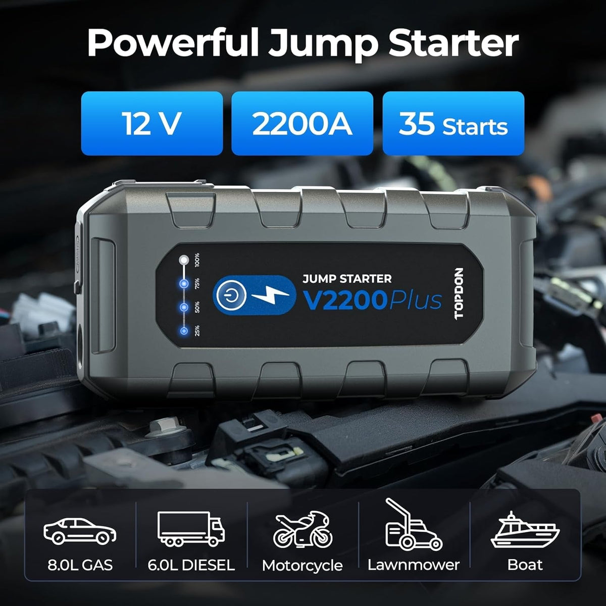 Topdon V2200 Plus Portable Jump Starter And Battery Tester And Analyzer Topdon