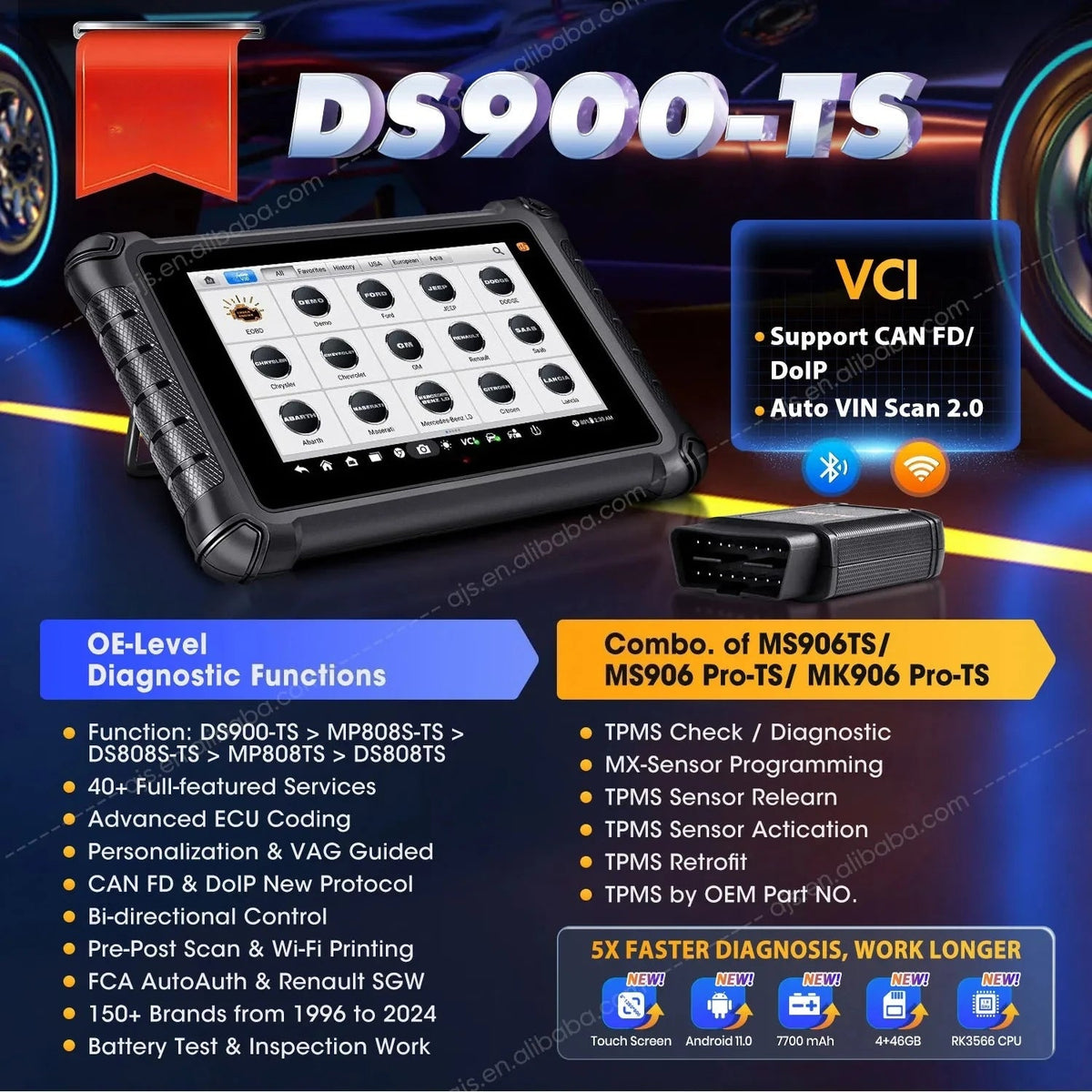 Autel MaxiDAS DS900-TS Advanced Scan Tool Full TPMS DoIP & CAN FD Scanner Autel
