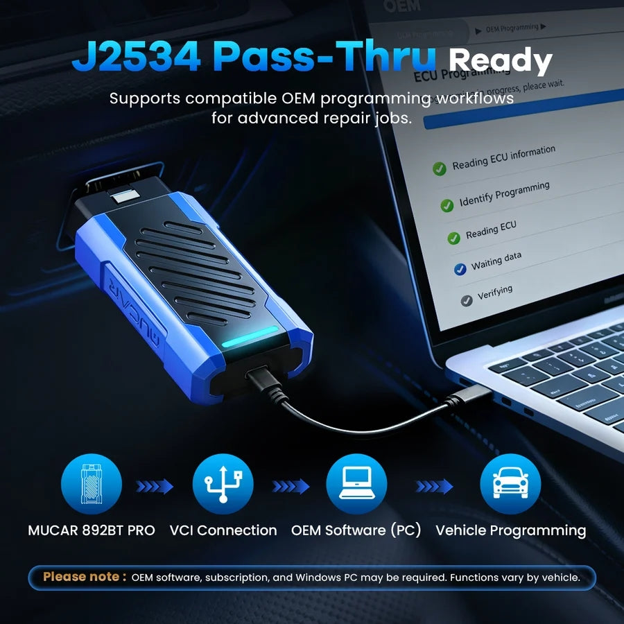 THINKCAR MUCAR 892BT PRO Bi-directional AI-Assisted Diagnostic Scanner with Topology Mapping Supports CAN FD, DoIP, ECU Coding 40+ Special Functions Thinkcar