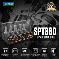 AUTOOL SPT360 Car Spark Plug Tester Ignition Testers Automotive Diagnostic Tool Five Hole Spark Plug Flashover Analyzer 110/220V Autool