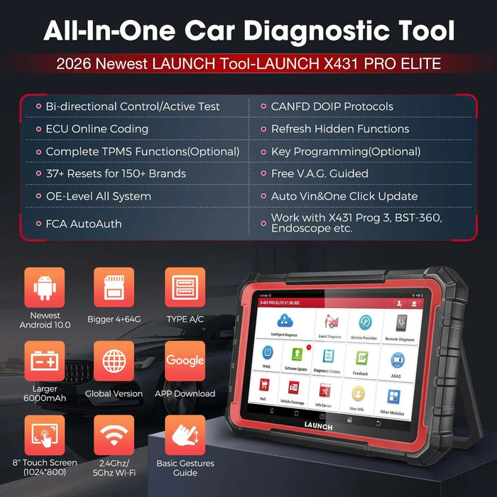 LAUNCH X431 PRO ELITE 8'' Professional Automotive Diagnostic Scanner LAUNCH