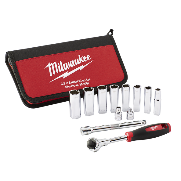 Milwaukee 12 Piece Tradesman 3/8" Ratchet Set FairTools