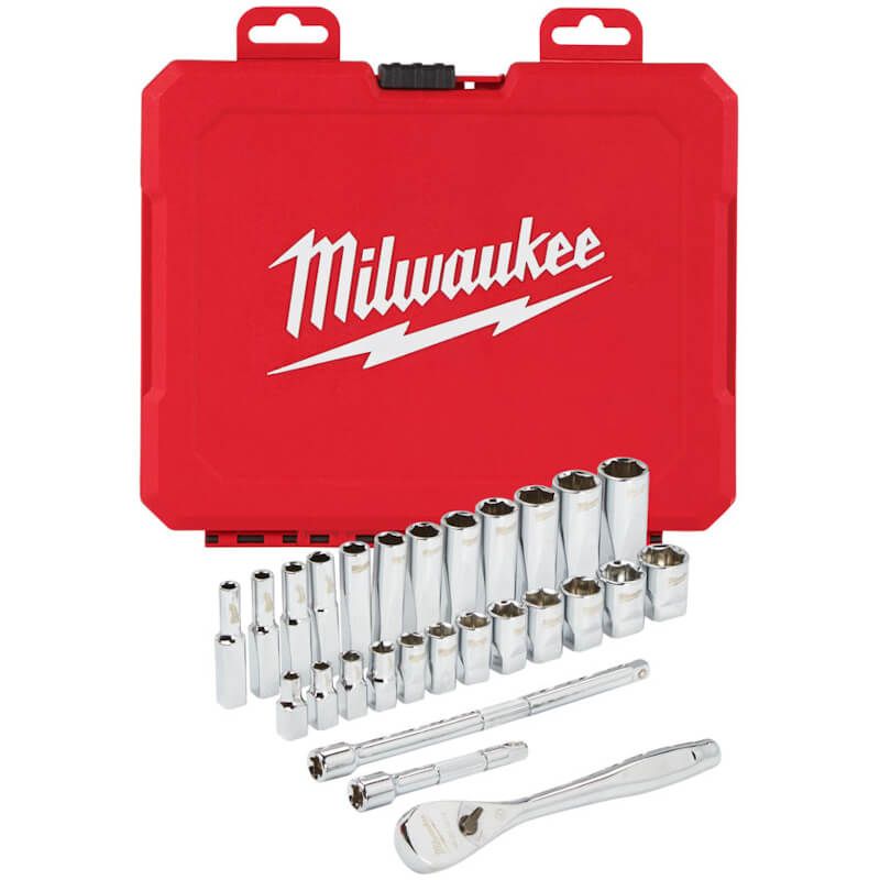 Milwaukee 28 Piece 1/4" Drive Metric Ratchet & Socket Set FairTools