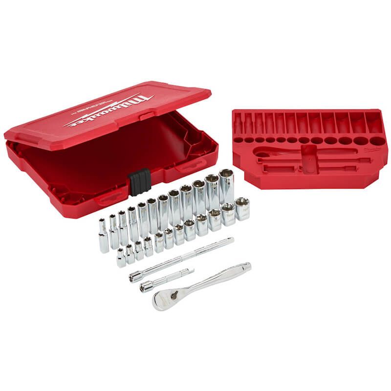 Milwaukee 28 Piece 1/4" Drive Metric Ratchet & Socket Set FairTools