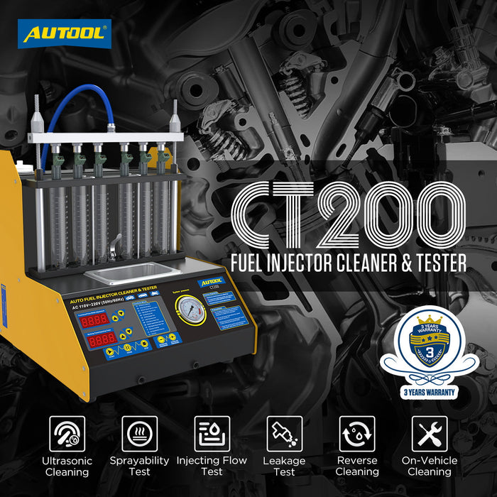 AUTOOL CT200 Injector Ultrasonic Cleaner & Tester For Automobiles And Motorcycles