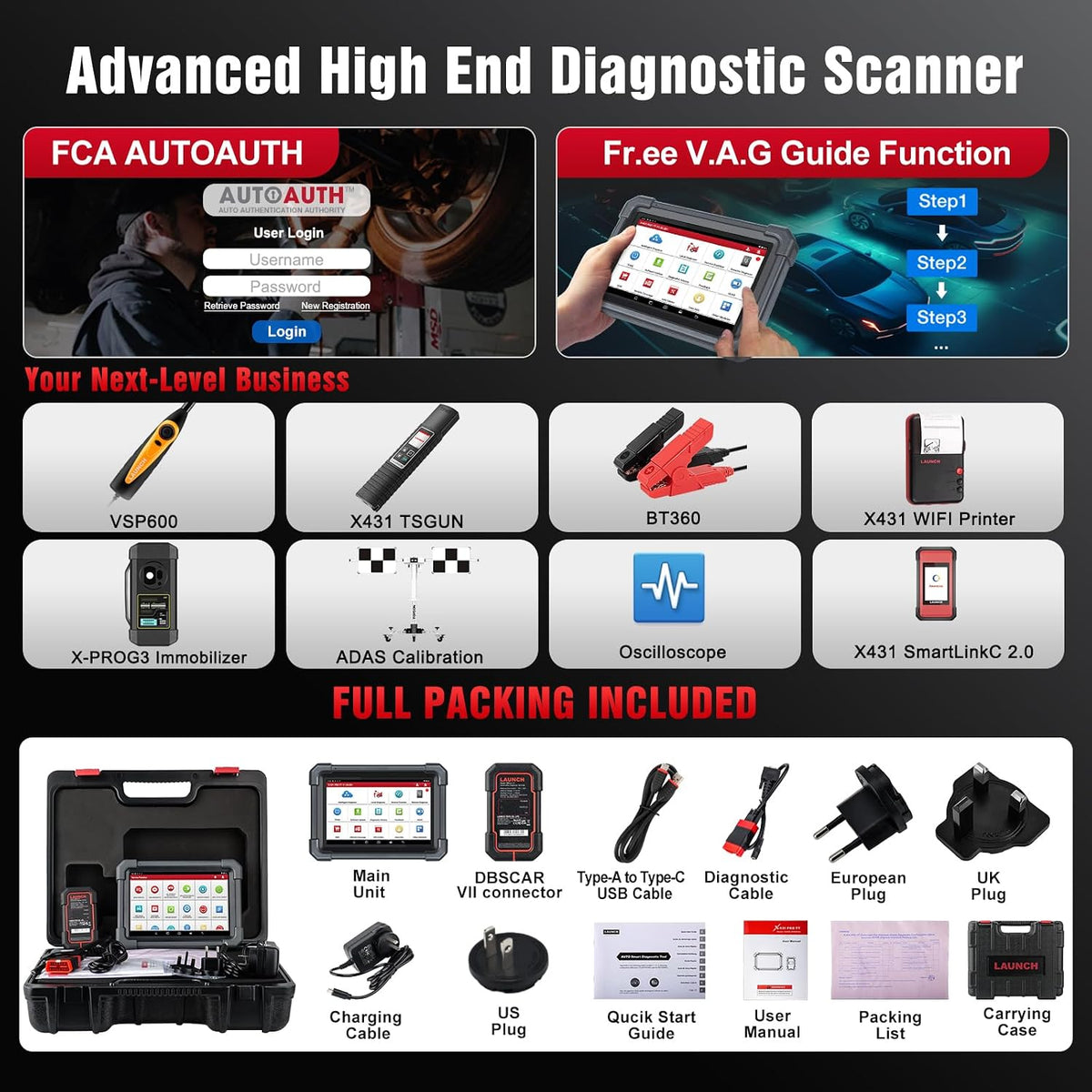 LAUNCH X-431 Pro TT 8'' OE-Level Full System Diagnostic Scan Tool LAUNCH