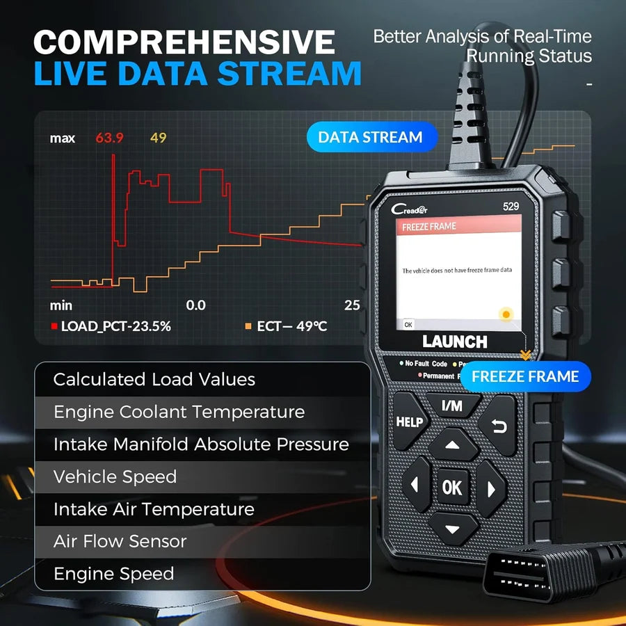 LAUNCH Creader CR529 OBD2 Scanner live data stream