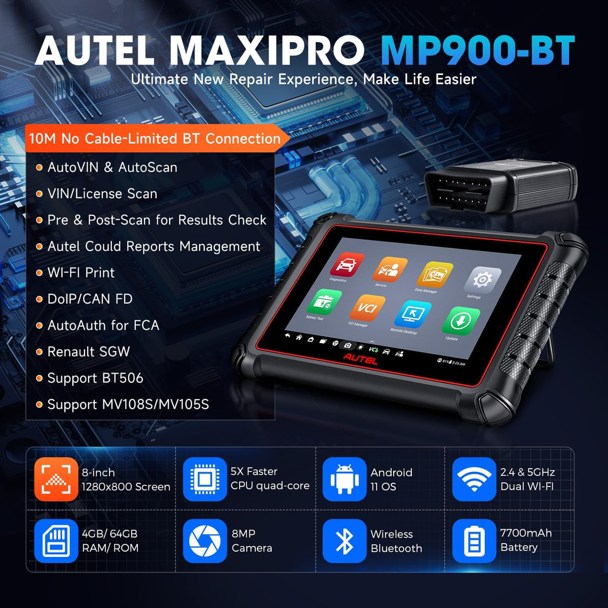 Autel MaxiPRO MP900BT All System Diagnostic Scanner ECU Coding Autel