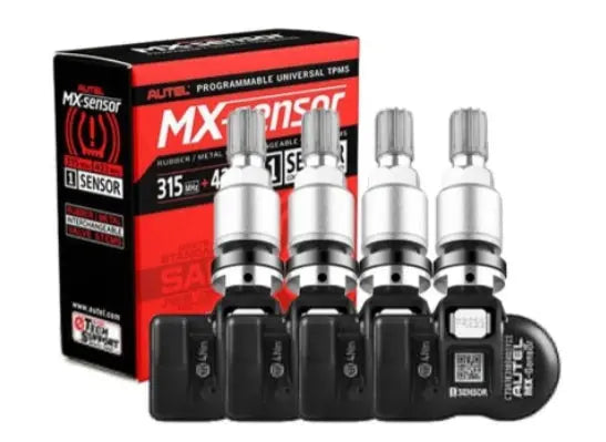 Autel MaxiTPMS 315MHz/433MHz 2 in 1 with TPMS Tool MX-Sensor Programmable fit Tire Pressure Monitoring OEM TPMS Sensors Press-in Metal Valves,Pack of 4PC Sensors Autel