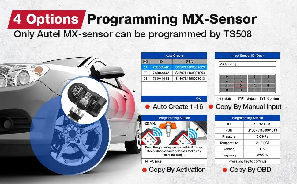 Autel MaxiTPMS TS508 TPMS Code Reader Tire System OBD2 Diagnostic Tool TPMS MX-Sensor Programing Programmer Lifetime Free Update - FairTools