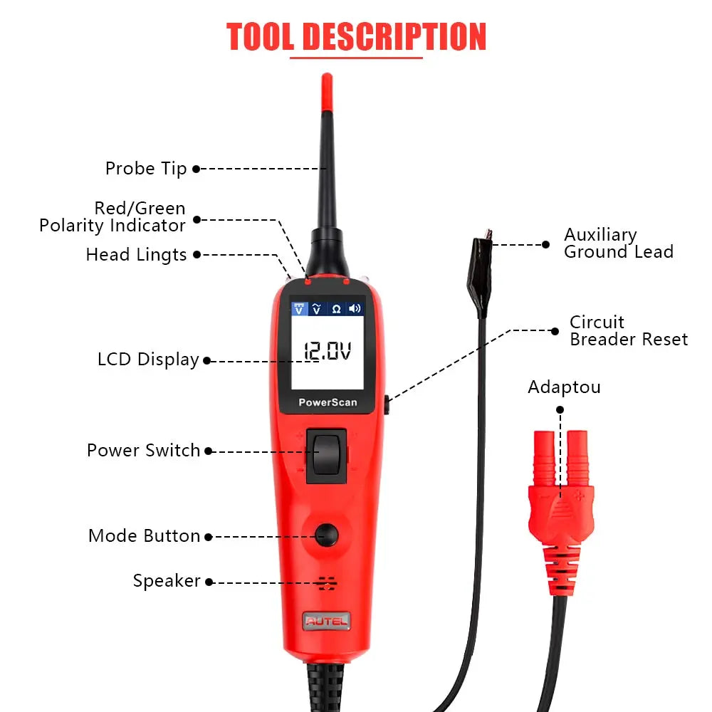 Autel PowerScan PS100 Power Circuit Probe Kit, 12V 24V Diagnostic Tool