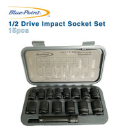 Blue Point 1/2 Drive Impact Socket Set, 15pcs BLPATSIMM1215 BluePoint