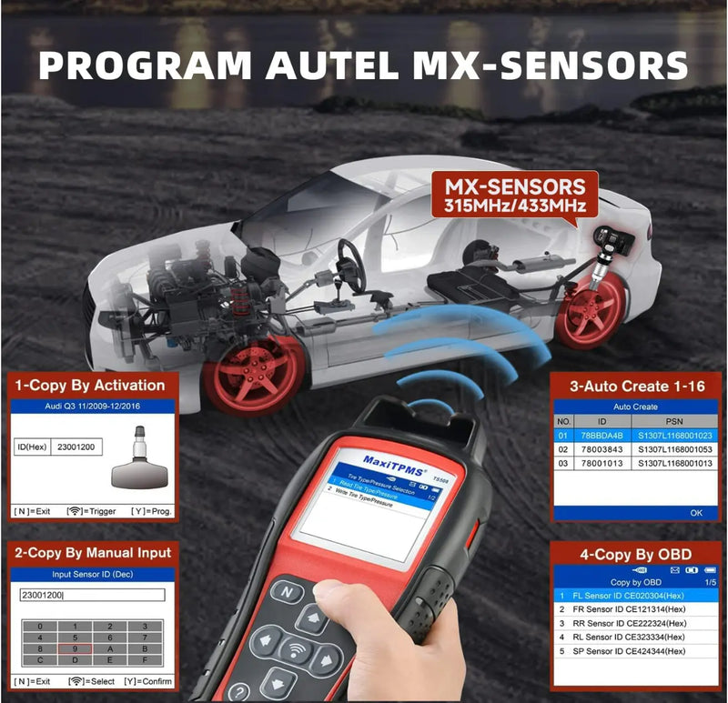 Autel MaxiTPMS TS508WF Relearn Tool (Original 2023 Newest), Program MX-Sensors(315/433 MHz), Activate/Relearn All Sensors, TPMS Reset, Read/Clear TPMS DTCs, Key Fob Testing - FairTools