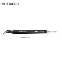 RHINO RH TS ESD Anti-Static High-Precision Super Hard Tweezers (Matte Black) FairTools