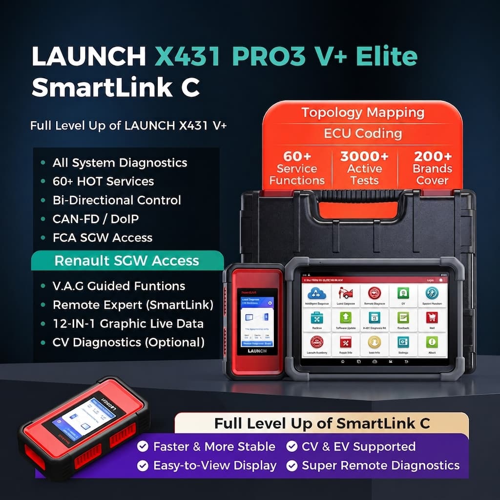 Launch X431 PRO3 V+ Elite 10.1" Professional Diagnostic Scan Tool Launch