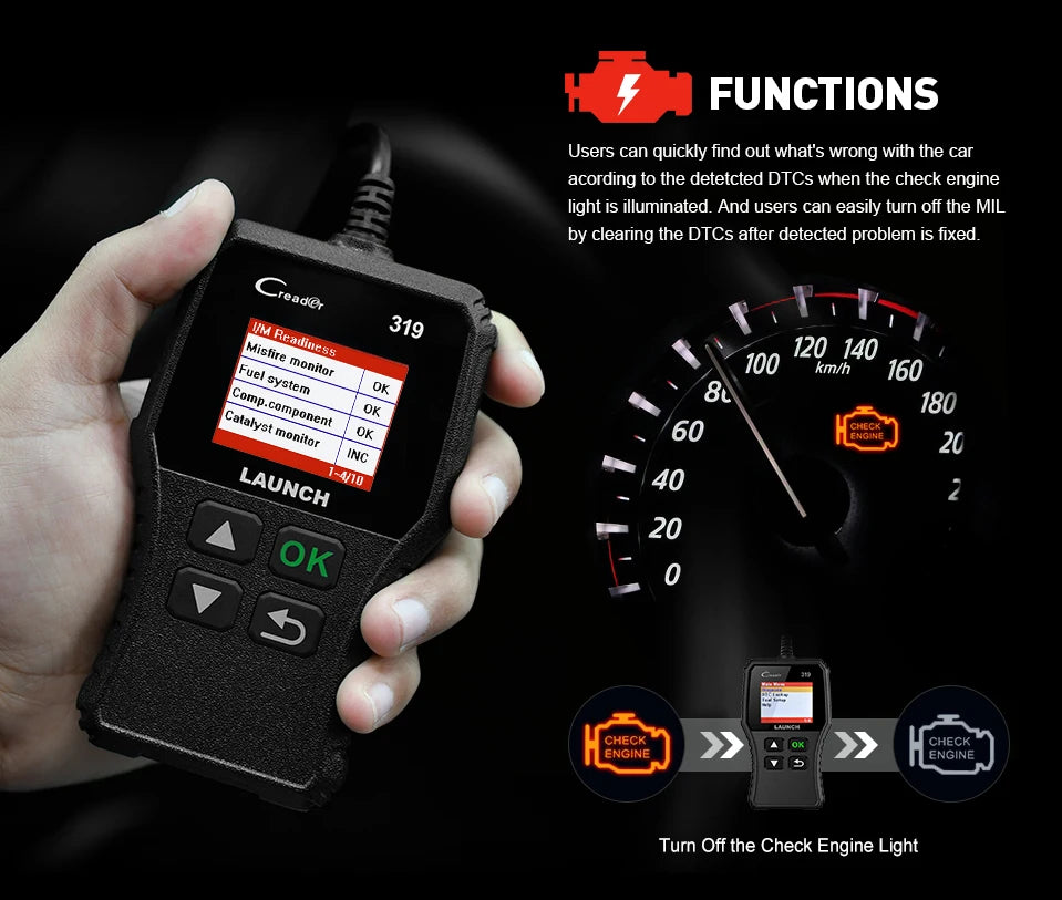 LAUNCH CR319 OBD2 Scanner Engine Code Reader LAUNCH