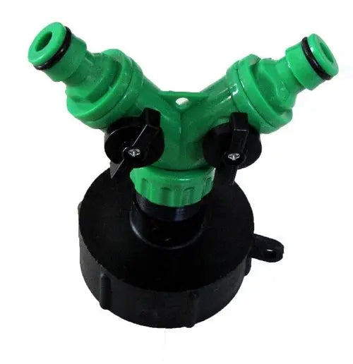 IBC 1000l water tank adapter with 2-way splitter for garden hose FairTools