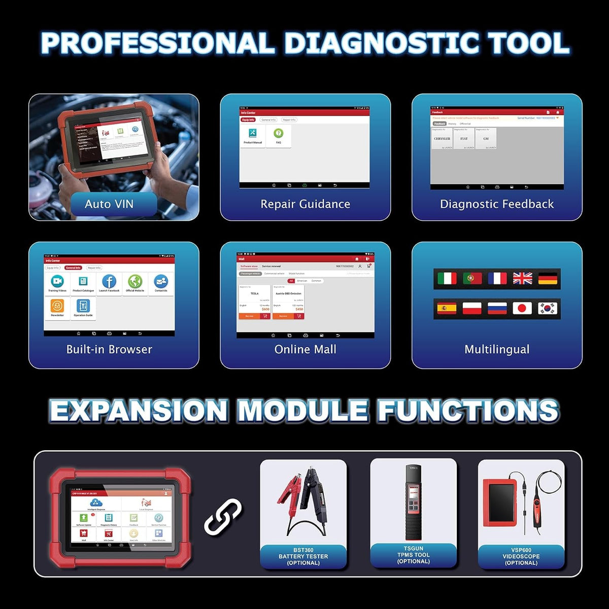 LAUNCH X431 CRP919MAX Wireless Professional Diagnostic Scan Tool FairTools