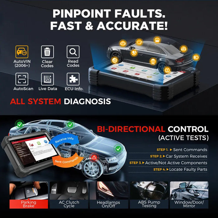 LAUNCH X431 PRO Dyno 8" Professional Car OBDII Full System Diagnostic Scanner - FairTools