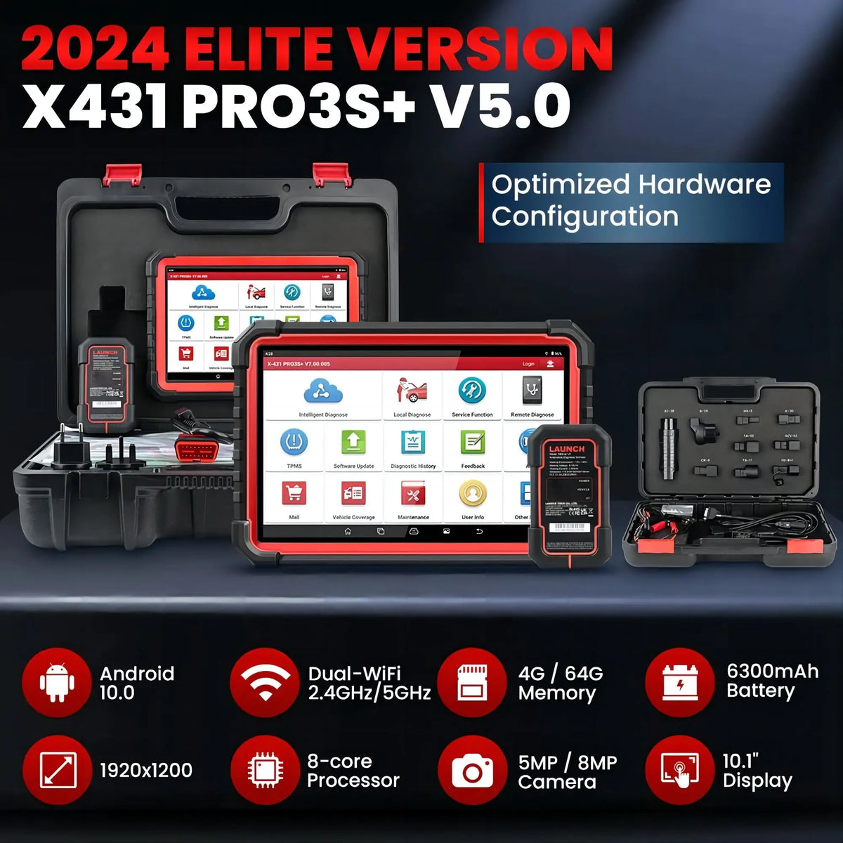 LAUNCH X431 PRO3 S+ V5 10.1" BI-DIRECTIONAL FULL SYSTEM DIAGNOSTIC SCAN TOOL Launch