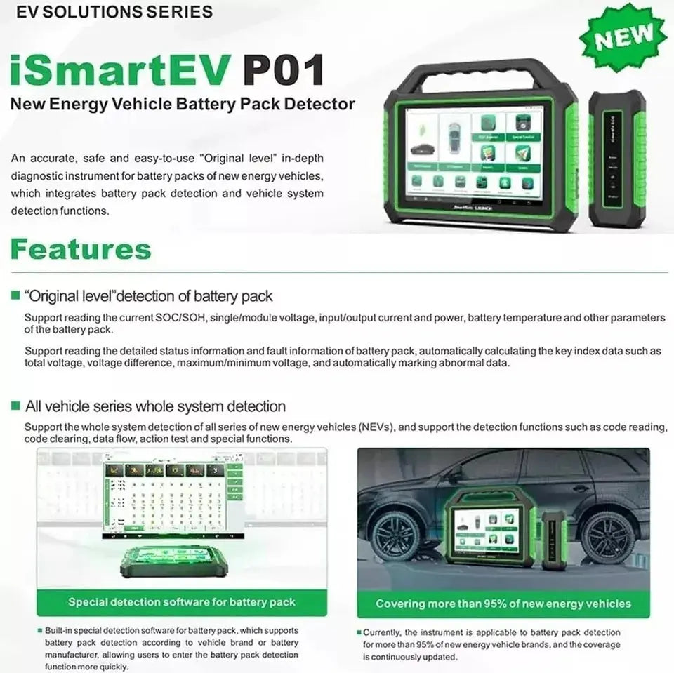 Launch SmartSafe iSmartEV P01 OBD2 Scanner For Electric Vehicles PHEV EV Cars Launch