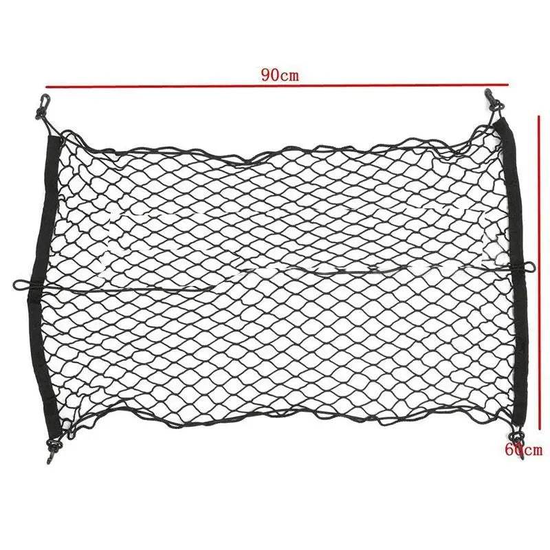 Black Nylon Trunk Cargo Organizer Net – Elastic Mesh With 4 Hooks, Fits Most SUVs/Trucks 3 thumbnail image