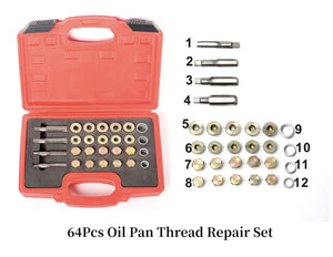 Oil drain sump plug differential gear box damaged thread repair kit 64pcs
