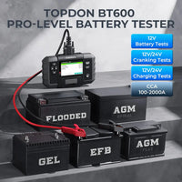 TOPDON BT600 12V 24V Battery Tester Analyzer for Car Heavy Duty Truck w/ Printer Topdon