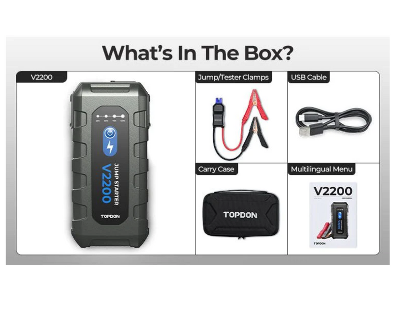 TOPDON V2200 2200A 12V Portable Car Emergency Kits Battery Charger Jump Starter FairTools