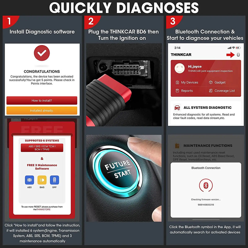 Thinkcar Thinkdiag OBD2 Scanner Bluetooth OE Level Diagnostic Tools