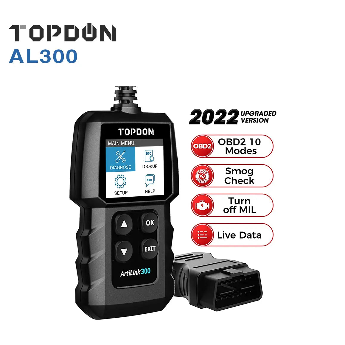 Topdon AL300 All OBD2 Functions Scanner Code Reader Diagnostic Car Scan Tool Topdon