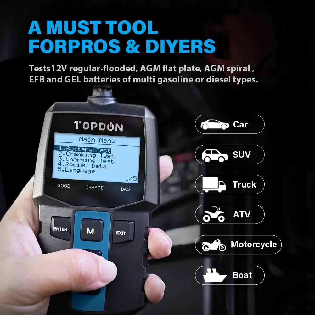 Topdon Bt100 100-2000cca 12v Battery Tester Analyser Topdon